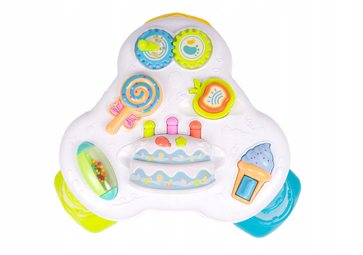 Centru de activitati multicolor interactiv idealSTORE Masuta cu tort, Accesorizata cu diverse jucarii, sunete si lumini