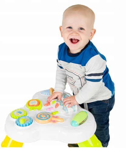 Centru de activitati multicolor interactiv idealSTORE Masuta cu tort, Accesorizata cu diverse jucarii, sunete si lumini