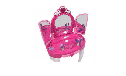 Masuta de Make-Up pentru Fete Glamour Mirror, Cu conectare Mp3 Player pentru Melodii, Lumini si Sunete incluse, Multiple accesorii incluse, Dimensiuni 52 x 32 x 72 cm