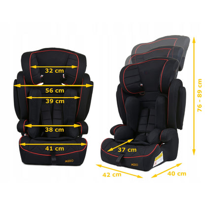 Scaun Auto Profesional Dedicat Pentru Copil Baby Jolie MIKO IDL Collection, Grupa Greutate 9-36 kg, Centuri de Siguranta in 3 Puncte, Tetiera Reglabila, Poate Fi Folosit Si Ca Baza, Husa Detasabila, Dimensiune Universala, Negru