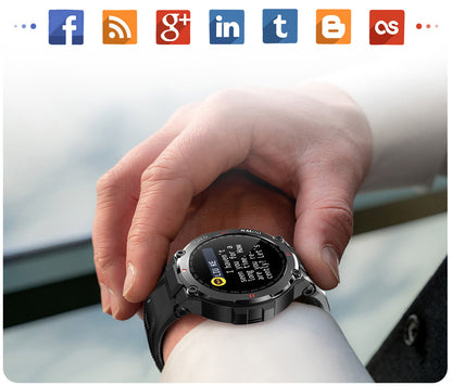 Smartwatch idealStore Military Watch, Materiale de inalta Calitate, 7 moduri Sportive, Pedometru, Memento, Full Touch, Impermeabil, Monitorizare Sanatate, Respingere Apel, Culoare Negru