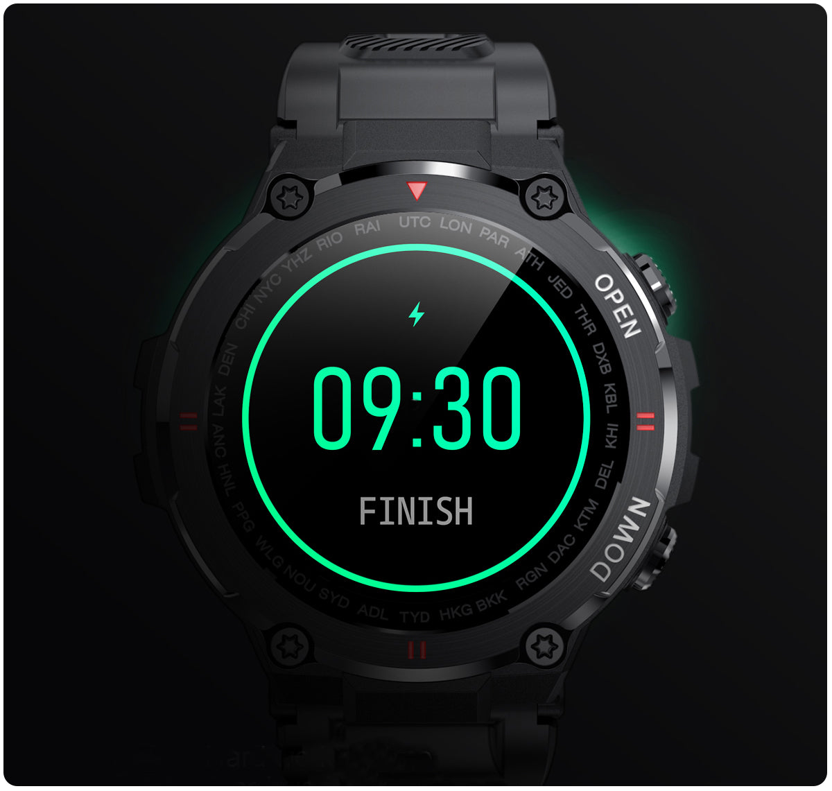 Smartwatch idealStore Military Watch, Materiale de inalta Calitate, 7 moduri Sportive, Pedometru, Memento, Full Touch, Impermeabil, Monitorizare Sanatate, Respingere Apel, Culoare Negru