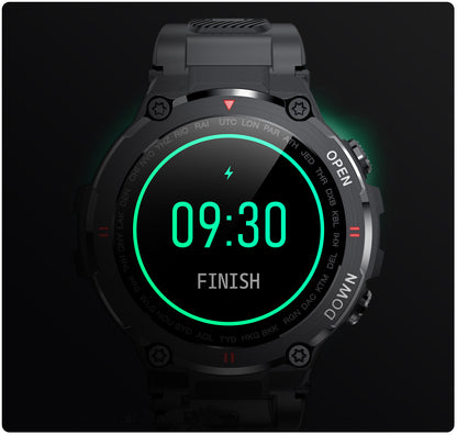 Smartwatch idealStore Military Watch, Materiale de inalta Calitate, 7 moduri Sportive, Pedometru, Memento, Full Touch, Impermeabil, Monitorizare Sanatate, Respingere Apel, Culoare Negru