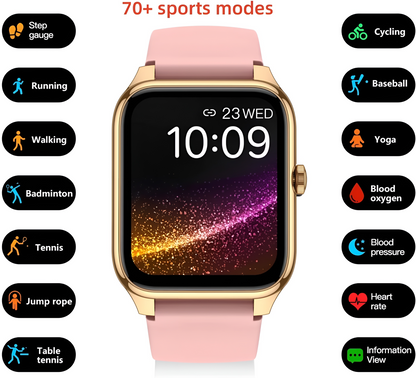 Smartwatch MiniWatch Collection IdealStore, Ecran AMOLED HD 1.78 inch, Preluare Apeluri si Mesaje Bluetooth, Monitorizare Ritm Cardiac, Asistent Vocal, Difuzor si Microfon incorporat, RedareMP3, IP68, Alarma, Android-IOS, Long Battery, Gold Edition