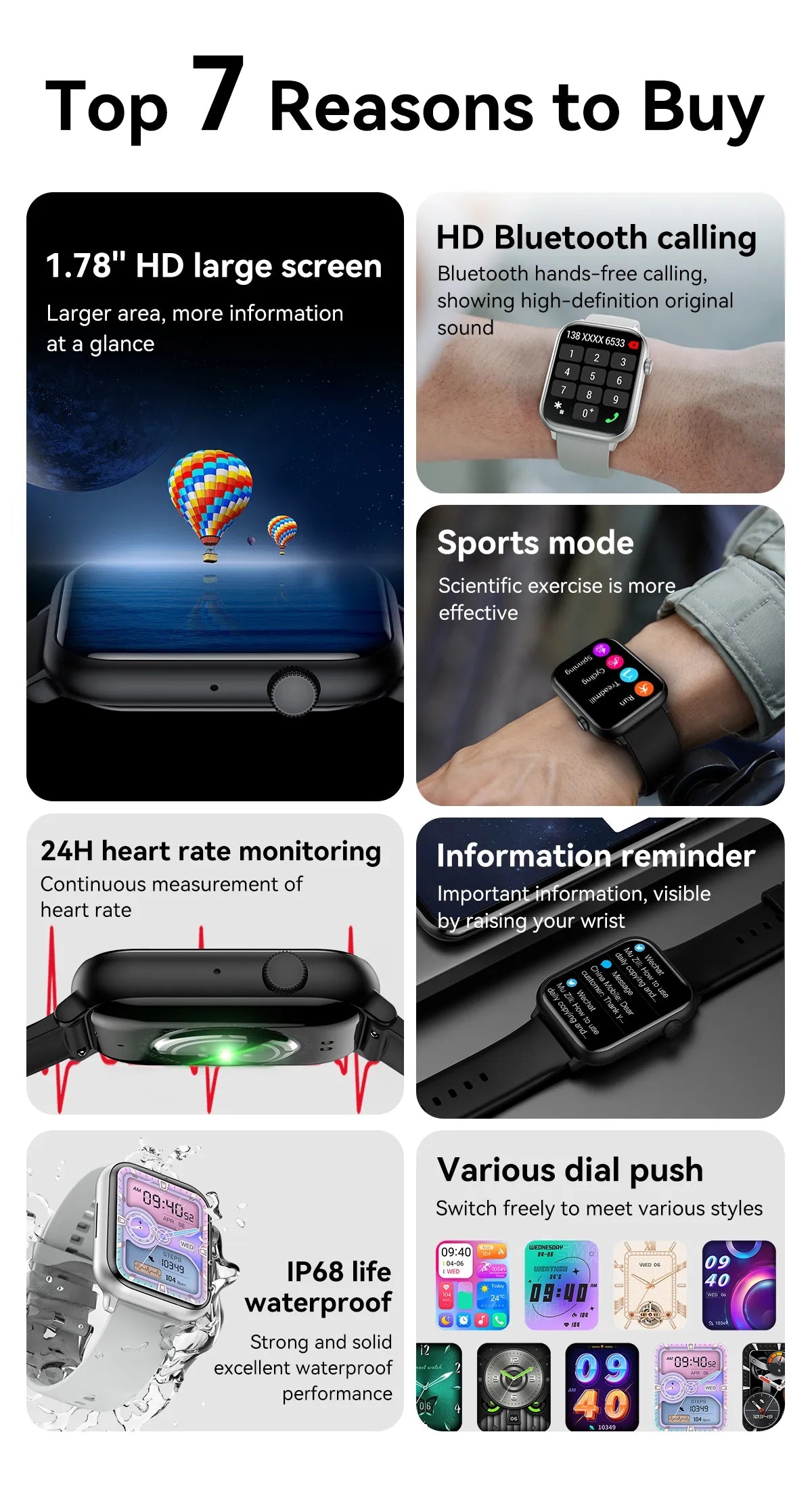 Ceas Smartwatch ModernWatchIdealStore, Ecran AMOLED HD 1.78 inch, Preluare Apeluri si Mesaje Bluetooth, NFC, Monitorizare Ritm Cardiac si Somn, Asistent Vocal, Difuzor si Microfon incorporat, IP67, Alarma, Android-IOS, Long Battery, Gray Edition