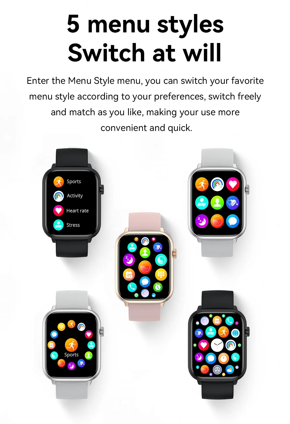 Ceas Smartwatch ModernWatchIdealStore, Ecran AMOLED HD 1.78 inch, Preluare Apeluri si Mesaje Bluetooth, NFC, Monitorizare Ritm Cardiac si Somn, Asistent Vocal, Difuzor si Microfon incorporat, IP67, Alarma, Android-IOS, Long Battery, Gray Edition