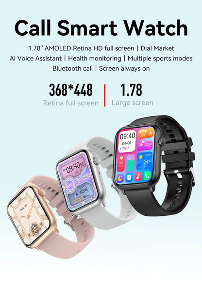 Ceas Smartwatch ModernWatchIdealStore, Ecran AMOLED HD 1.78 inch, Preluare Apeluri si Mesaje Bluetooth, NFC, Monitorizare Ritm Cardiac si Somn, Asistent Vocal, Difuzor si Microfon incorporat, IP67, Alarma, Android-IOS, Long Battery, Black Metal Edition