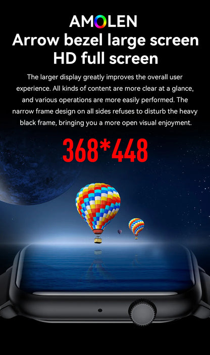 Ceas Smartwatch ModernWatchIdealStore, Ecran AMOLED HD 1.78 inch, Preluare Apeluri si Mesaje Bluetooth, NFC, Monitorizare Ritm Cardiac si Somn, Asistent Vocal, Difuzor si Microfon incorporat, IP67, Alarma, Android-IOS, Long Battery, Black Metal Edition