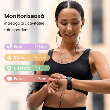 Ceas Smartwatch ModernWatchIdealStore, Ecran AMOLED HD 1.78 inch, Preluare Apeluri si Mesaje Bluetooth, NFC, Monitorizare Ritm Cardiac si Somn, Asistent Vocal, Difuzor si Microfon incorporat, IP67, Alarma, Android-IOS, Long Battery, Gold Metal Edition