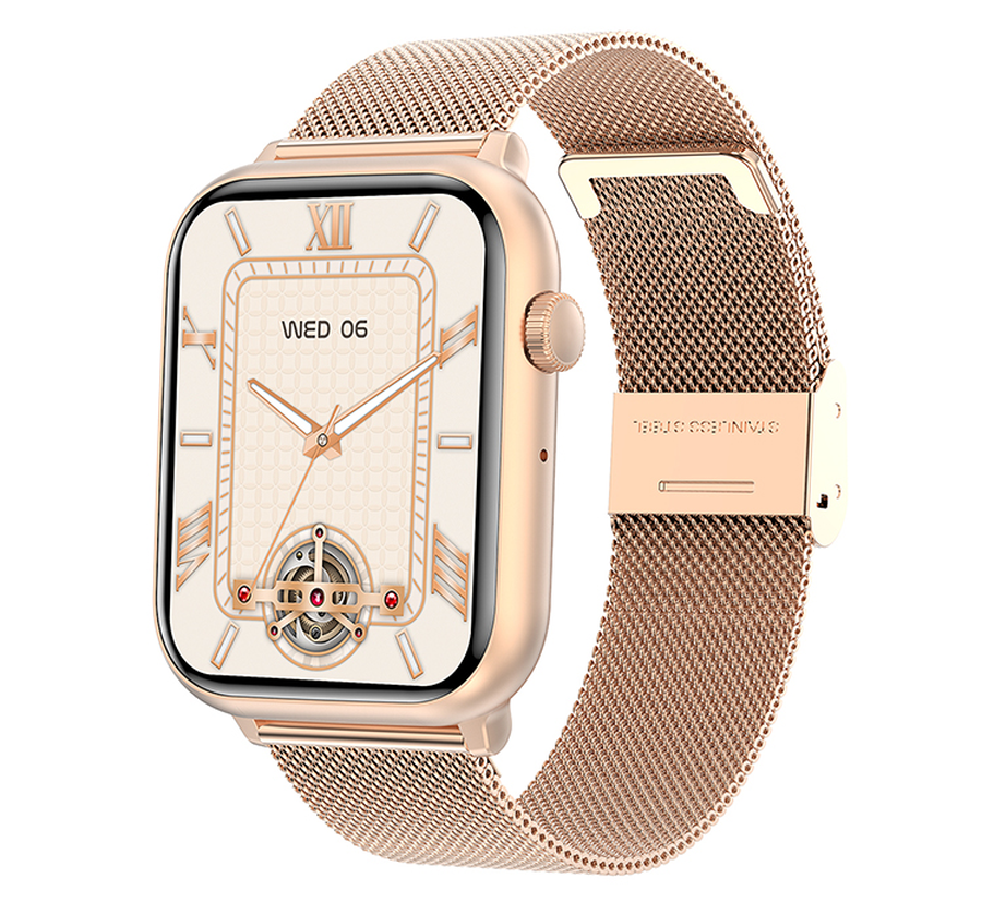 Ceas Smartwatch ModernWatchIdealStore, Ecran AMOLED HD 1.78 inch, Preluare Apeluri si Mesaje Bluetooth, NFC, Monitorizare Ritm Cardiac si Somn, Asistent Vocal, Difuzor si Microfon incorporat, IP67, Alarma, Android-IOS, Long Battery, Gold Metal Edition