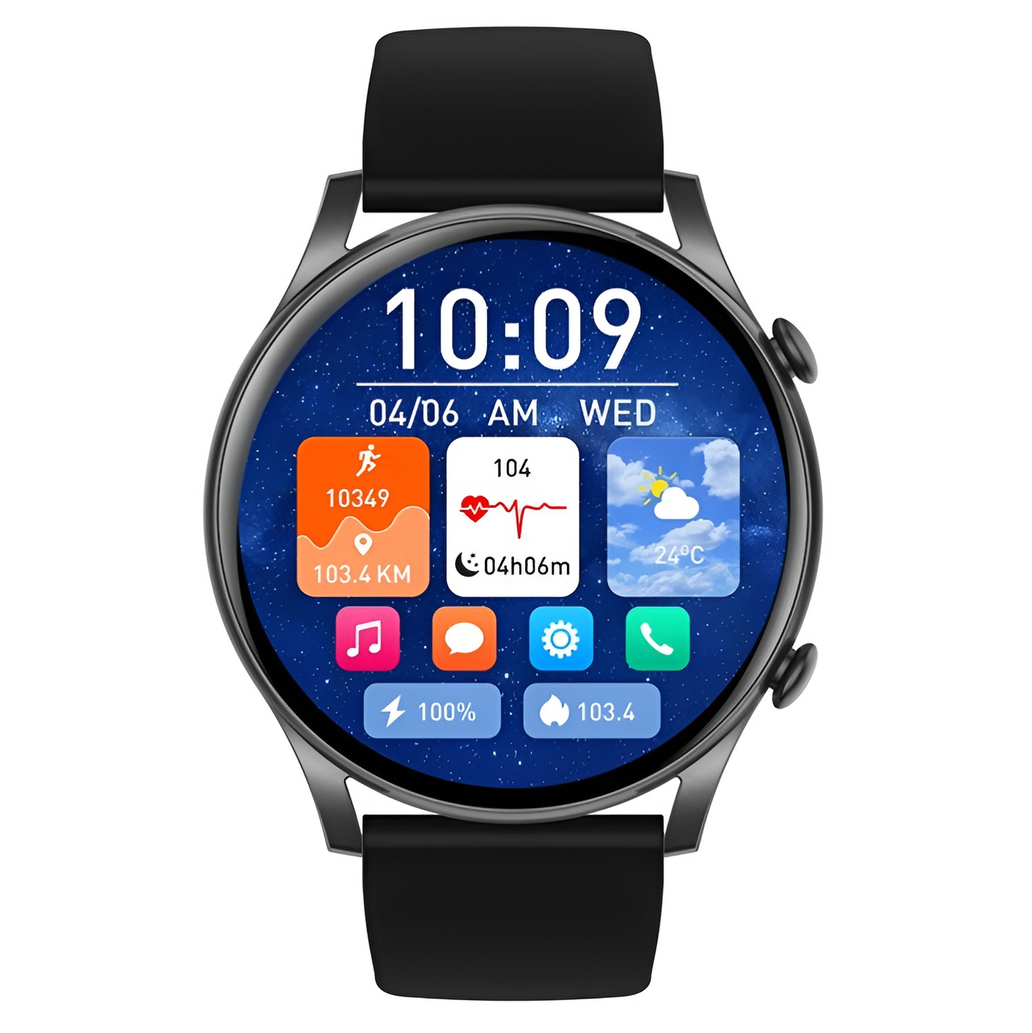 Ceas Smartwatch Moon Style Collection IdealStore, Ecran AMOLED HD 1.43 inch, Preluare Apeluri si Mesaje Bluetooth, NFC, Monitorizare Ritm Cardiac si Somn, Asistent Vocal, Difuzor si Microfon incorporat, IP67, Alarma, Android-IOS, Long Battery, Black