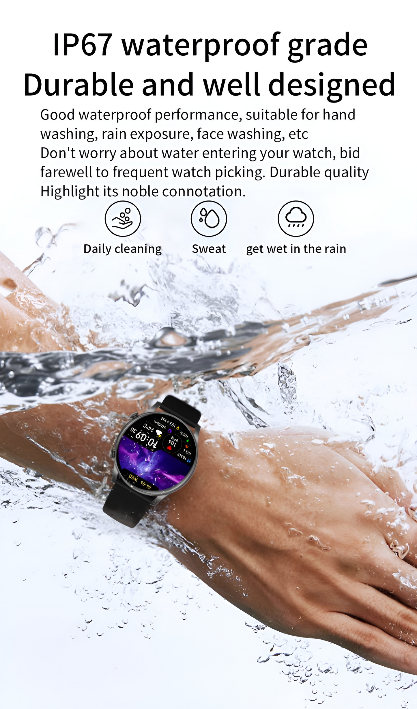 Ceas Smartwatch Moon Style Collection IdealStore, Ecran AMOLED HD 1.43 inch, Preluare Apeluri si Mesaje Bluetooth, NFC, Monitorizare Ritm Cardiac si Somn, Asistent Vocal, Difuzor si Microfon incorporat, IP67, Alarma, Android-IOS, Long Battery, Black