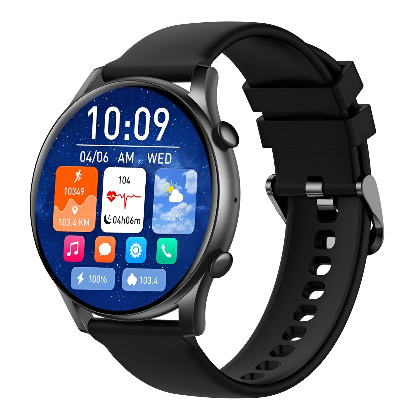 Ceas Smartwatch Moon Style Collection IdealStore, Ecran AMOLED HD 1.43 inch, Preluare Apeluri si Mesaje Bluetooth, NFC, Monitorizare Ritm Cardiac si Somn, Asistent Vocal, Difuzor si Microfon incorporat, IP67, Alarma, Android-IOS, Long Battery, Black