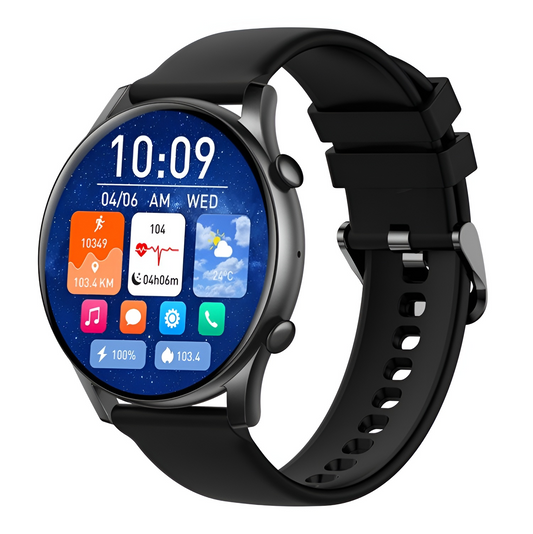 Ceas Smartwatch Moon Style Collection IdealStore, Ecran AMOLED HD 1.43 inch, Preluare Apeluri si Mesaje Bluetooth, NFC, Monitorizare Ritm Cardiac si Somn, Asistent Vocal, Difuzor si Microfon incorporat, IP67, Alarma, Android-IOS, Long Battery, Black