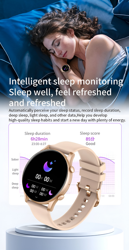 Ceas Smartwatch Moon Style Collection IdealStore, Ecran AMOLED HD 1.43 inch, Preluare Apeluri si Mesaje Bluetooth, NFC, Monitorizare Ritm Cardiac si Somn, Asistent Vocal, Difuzor si Microfon incorporat, IP67, Alarma, Android-IOS, Long Battery, Gold