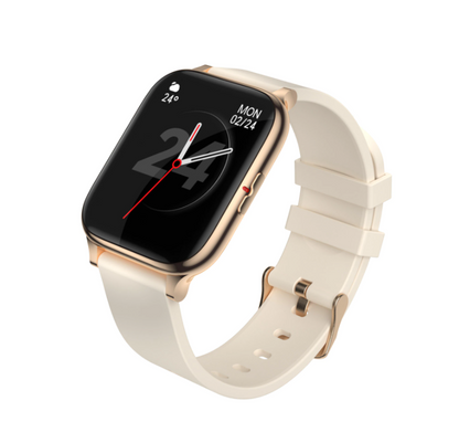 Ceas SmartWatch ZeroFit idealStore, Ultra Slim 1.7', Monitorizare Ritm Cardicac, Tensiunea Arteriala 24/7, Notificari Apeluri/Mesaje, Multi Sport, Autonomie Ridicata, Rezistent la Apa, Gold