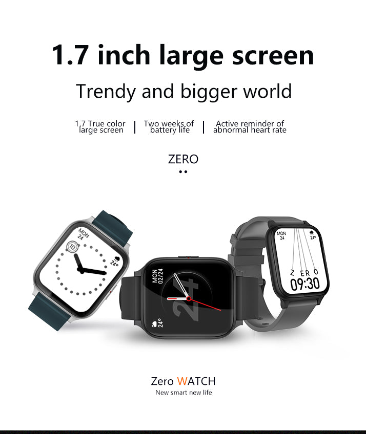 Ceas SmartWatch ZeroFit idealStore, Ultra Slim 1.7', Monitorizare Ritm Cardicac, Tensiunea Arteriala 24/7, Notificari Apeluri/Mesaje, Multi Sport, Autonomie Ridicata, Rezistent la Apa, Argintiu Verde