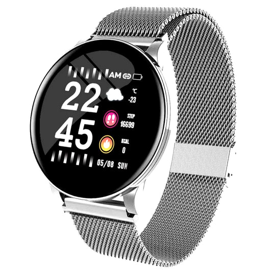 Ceas SmartWatch si Bratara Fitness 2in1 BestProof Extra 8, Monitorizare pasi si distanta, Detectarea frecventei cardiace, Functie Anti-lost, Afisaj Meteo, Notificari apeluri/mesaje, Impermeabilitate IP67, Metalic Argintiu