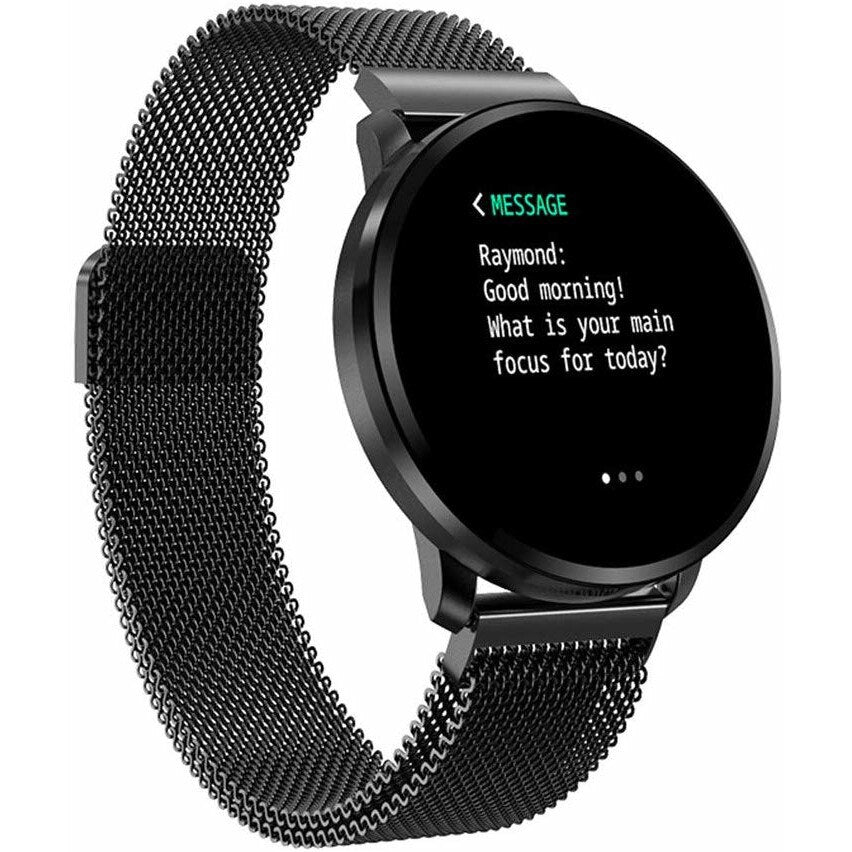 Ceas SmartWatch si Bratara Fitness 2in1 BestProof Extra 8, Monitorizare pasi si distanta, Detectarea frecventei cardiace, Functie Anti-lost, Afisaj Meteo, Notificari apeluri/mesaje, Impermeabilitate IP67, Metalic Negru