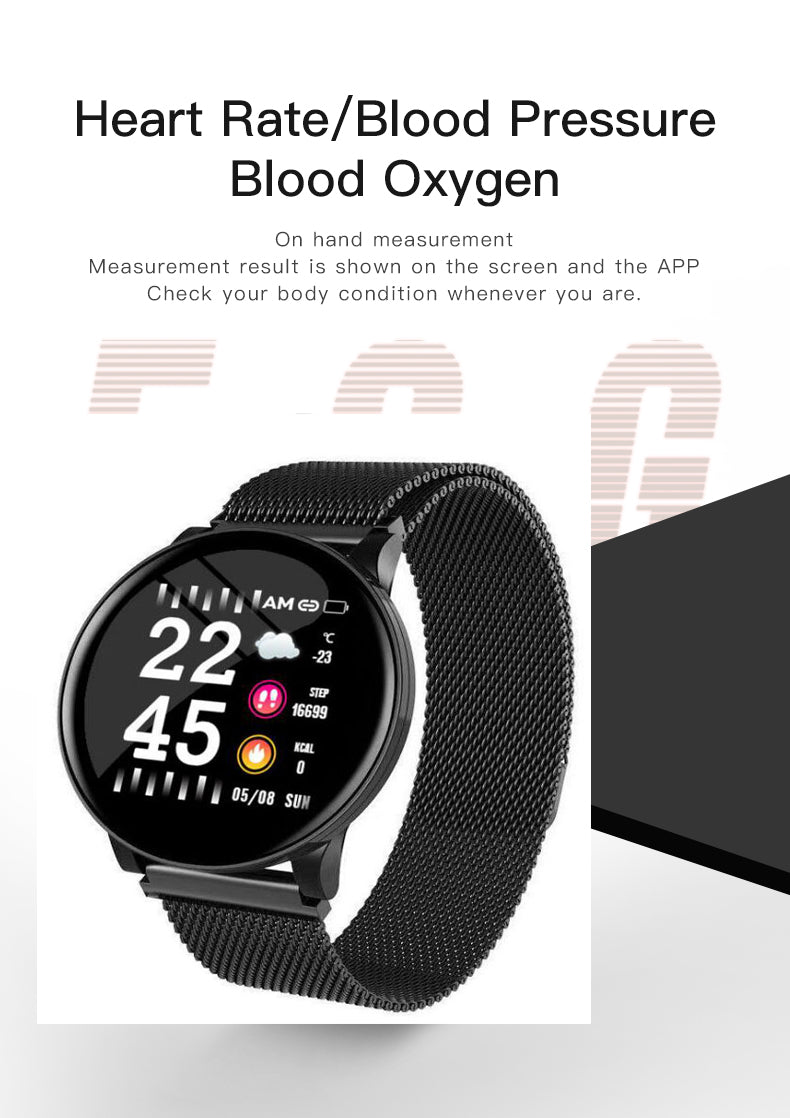 Ceas SmartWatch si Bratara Fitness 2in1 BestProof Extra 8, Monitorizare pasi si distanta, Detectarea frecventei cardiace, Functie Anti-lost, Afisaj Meteo, Notificari apeluri/mesaje, Impermeabilitate IP67, Metalic Negru