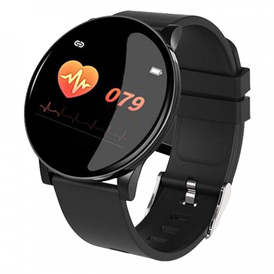 Ceas SmartWatch si Bratara Fitness 2in1 BestProof Extra 8, Monitorizare pasi si distanta, Detectarea frecventei cardiace, Functie Anti-lost, Afisaj Meteo, Notificari apeluri/mesaje, Impermeabilitate IP67, Silicon Negru