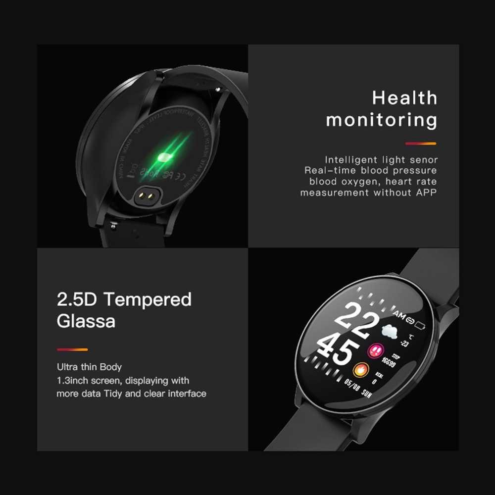 Ceas SmartWatch si Bratara Fitness 2in1 BestProof Extra 8, Monitorizare pasi si distanta, Detectarea frecventei cardiace, Functie Anti-lost, Afisaj Meteo, Notificari apeluri/mesaje, Impermeabilitate IP67, Silicon Negru