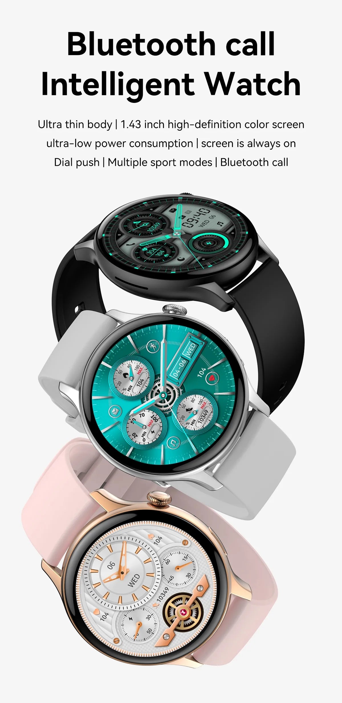 Ceas Smartwatch New Style Collection IdealStore, Ecran AMOLED HD 1.43 inch, Preluare Apeluri si Mesaje Bluetooth, NFC, Monitorizare Ritm Cardiac si Somn, Asistent Vocal, Difuzor si Microfon incorporat, IP67, Android-IOS, Long Battery, Gold Metal Edition