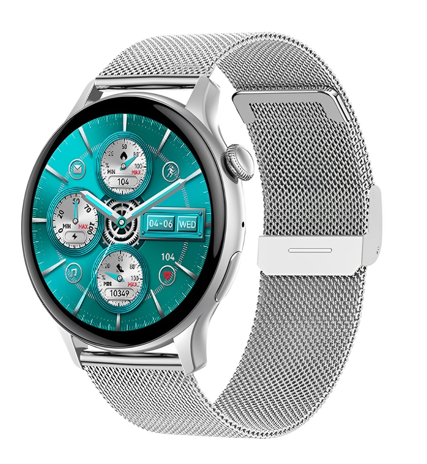 Ceas Smartwatch New Style Collection IdealStore, Ecran AMOLED HD 1.43 inch, Preluare Apeluri si Mesaje Bluetooth, NFC, Monitorizare Ritm Cardiac si Somn, Asistent Vocal, Difuzor si Microfon incorporat, IP67, Android-IOS, Long Battery, Silver Metal
