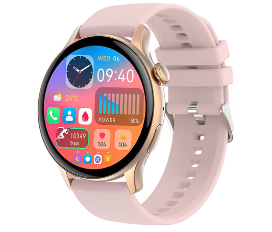 Ceas Smartwatch New Style Collection IdealStore, Ecran AMOLED HD 1.43 inch, Preluare Apeluri si Mesaje Bluetooth, NFC, Monitorizare Ritm Cardiac si Somn, Asistent Vocal, Difuzor si Microfon incorporat, IP67, Android-IOS, Long Battery, Gold Edition