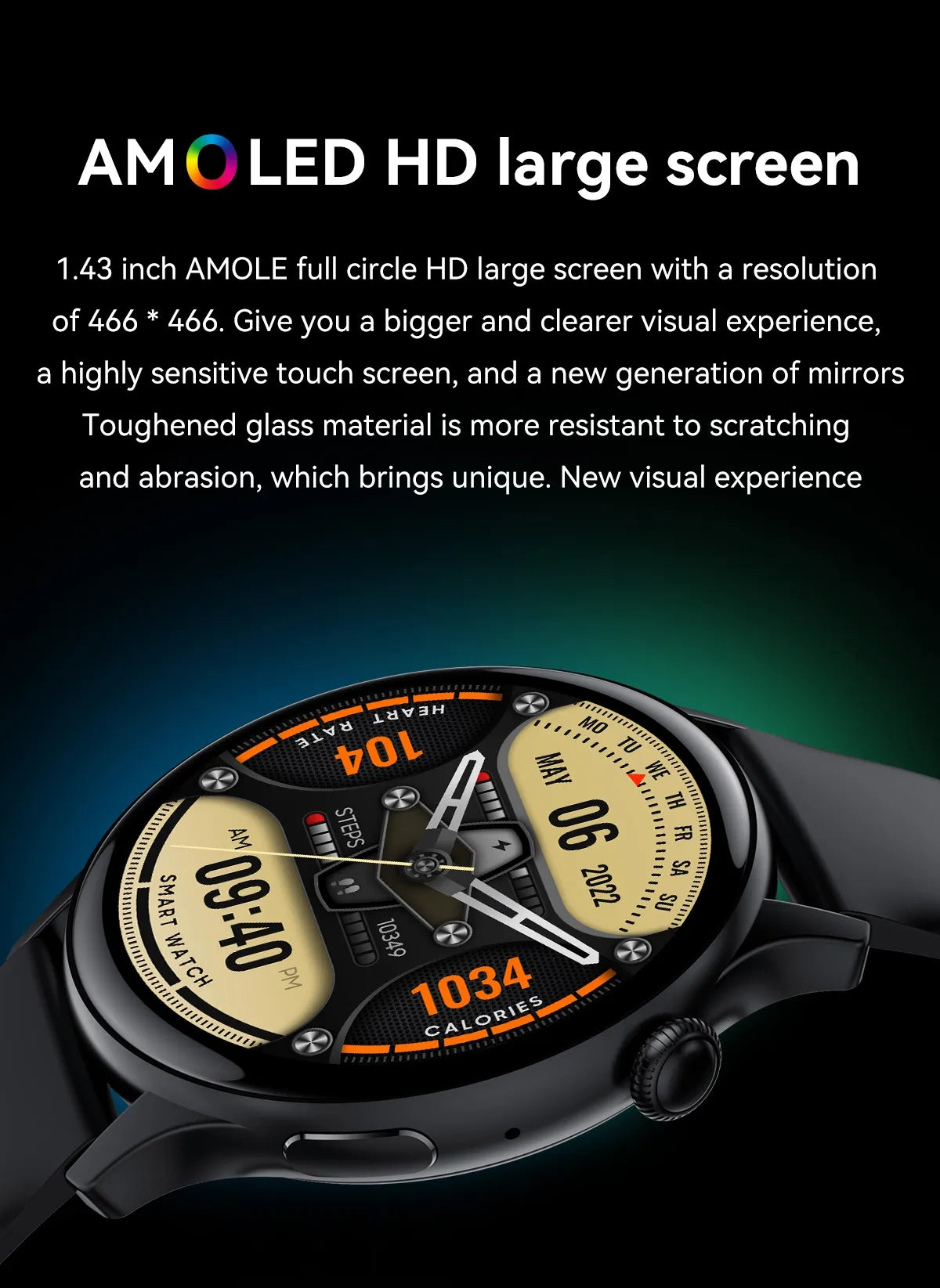 Ceas Smartwatch New Style Collection IdealStore, Ecran AMOLED HD 1.43 inch, Preluare Apeluri si Mesaje Bluetooth, NFC, Monitorizare Ritm Cardiac si Somn, Asistent Vocal, Difuzor si Microfon incorporat, IP67, Android-IOS, Long Battery, Gold Edition