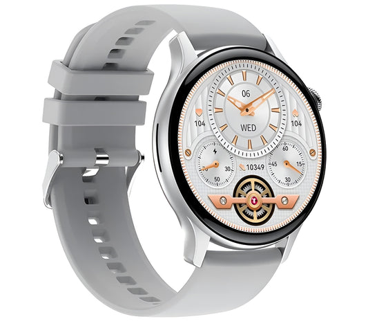 Ceas Smartwatch New Style Collection IdealStore, Ecran AMOLED HD 1.43 inch, Preluare Apeluri si Mesaje Bluetooth, NFC, Monitorizare Ritm Cardiac si Somn, Asistent Vocal, Difuzor si Microfon incorporat, IP67, Android-IOS, Long Battery, Gray Edition