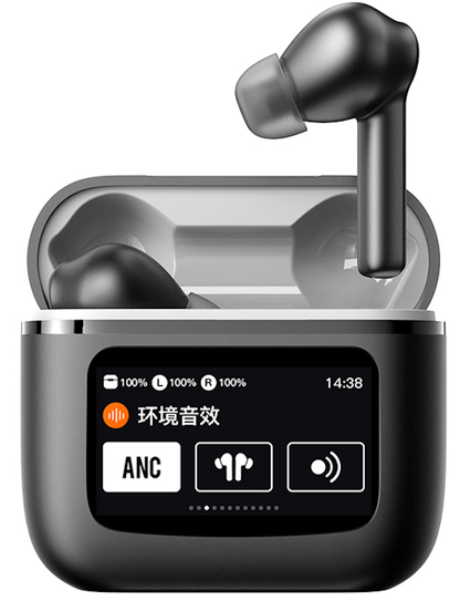 Casti Wireless cu Touch Screen idealSTORE NewXOne, Microfon, Bass Profund, Touch Screen, sunet Stereo la 360, Functie de Apel Primit, Raspundere-Respingere Apel, Reducere Zgomot ENC, Spectacol Lumini LED, culoare Negru