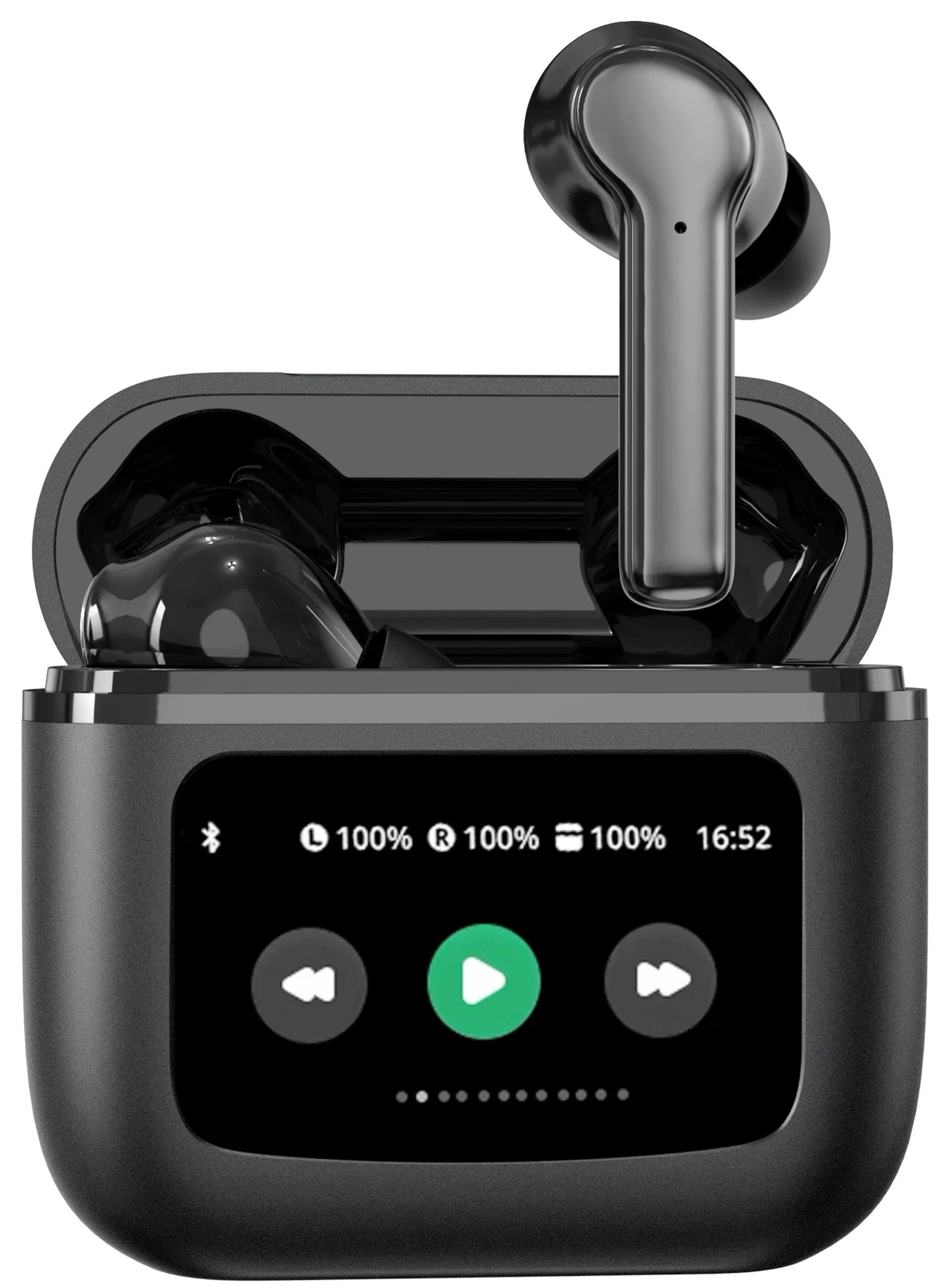 Casti Wireless cu Touch Screen idealSTORE NewXOne, Microfon, Bass Profund, Touch Screen, sunet Stereo la 360, Functie de Apel Primit, Raspundere-Respingere Apel, Reducere Zgomot ENC, Spectacol Lumini LED, culoare Negru