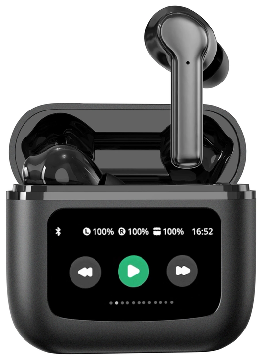 Casti Wireless cu Touch Screen idealSTORE NewXOne, Microfon, Bass Profund, Touch Screen, sunet Stereo la 360, Functie de Apel Primit, Raspundere-Respingere Apel, Reducere Zgomot ENC, Spectacol Lumini LED, culoare Negru