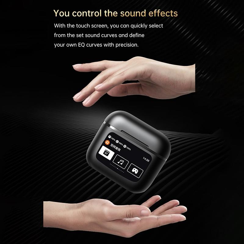 Casti Wireless cu Touch Screen idealSTORE NewXOne, Microfon, Bass Profund, Touch Screen, sunet Stereo la 360, Functie de Apel Primit, Raspundere-Respingere Apel, Reducere Zgomot ENC, Spectacol Lumini LED, culoare Negru