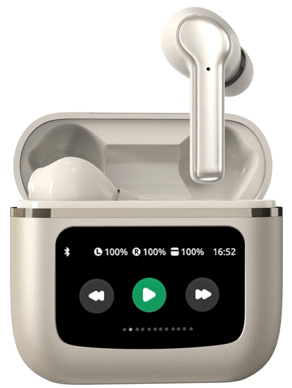 Casti Wireless cu Touch Screen idealSTORE NewXOne, Microfon, Bass Profund, Touch Screen, sunet Stereo la 360, Functie de Apel Primit, Raspundere-Respingere Apel, Reducere Zgomot ENC, Spectacol Lumini LED, culoare Gold