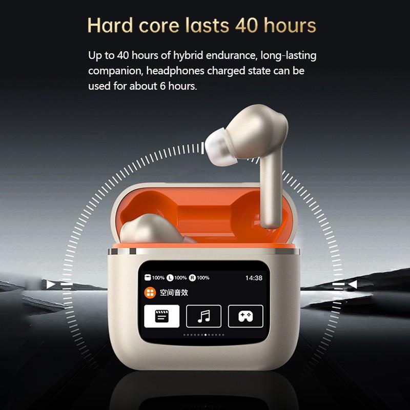 Casti Wireless cu Touch Screen idealSTORE NewXOne, Microfon, Bass Profund, Touch Screen, sunet Stereo la 360, Functie de Apel Primit, Raspundere-Respingere Apel, Reducere Zgomot ENC, Spectacol Lumini LED, culoare Gold