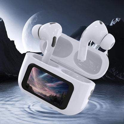 Casti Wireless cu Touch Screen idealSTORE NewXOne, Microfon, Bass Profund, Touch Screen, sunet Stereo la 360, Functie de Apel Primit, Raspundere-Respingere Apel, Reducere Zgomot ENC, Spectacol Lumini LED, culoare Alb