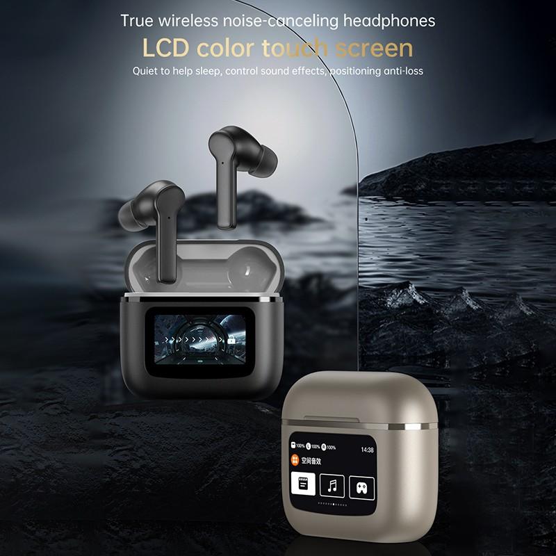 Casti Wireless cu Touch Screen idealSTORE NewXOne, Microfon, Bass Profund, Touch Screen, sunet Stereo la 360, Functie de Apel Primit, Raspundere-Respingere Apel, Reducere Zgomot ENC, Spectacol Lumini LED, culoare Alb