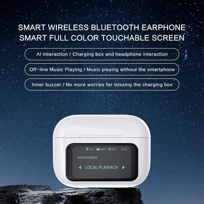 Casti Wireless cu Touch Screen idealSTORE NewXOne, Microfon, Bass Profund, Touch Screen, sunet Stereo la 360, Functie de Apel Primit, Raspundere-Respingere Apel, Reducere Zgomot ENC, Spectacol Lumini LED, culoare Alb