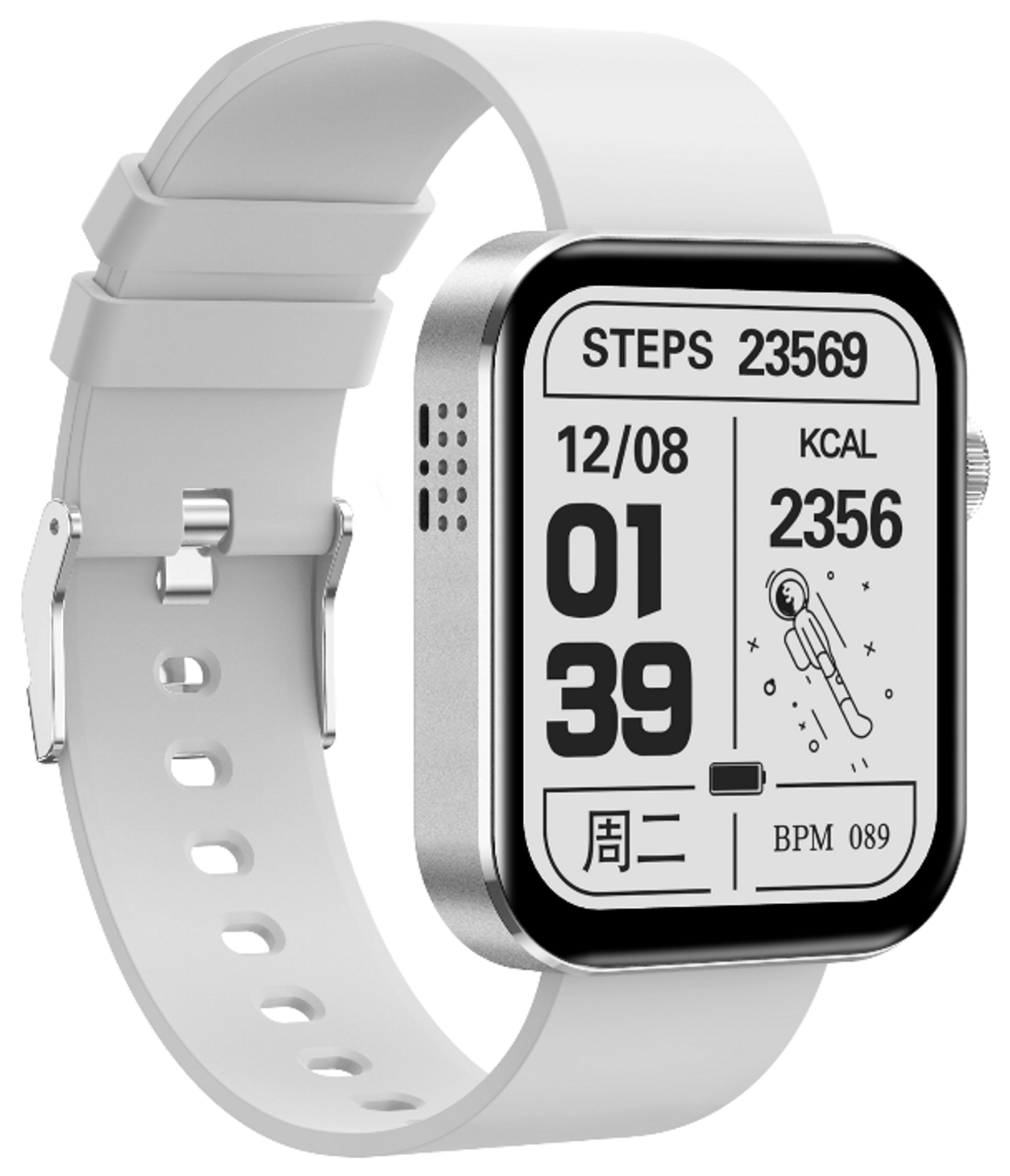 Ceas SmartWatch Inteligent Class Collection KN200 idealSTORE, Ecran tactil complet 1,72 Inch, Apelare prin Bluetooth, SMS, Android-IOS, Ritm cardiac, Ceas, Calorii, Distanta, Pedometru, Tensiune arteriala, IP68, Gasire Bratara-Telefon, Alb