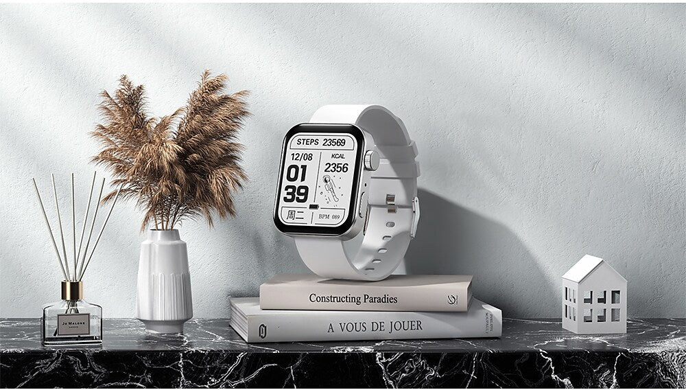 Ceas SmartWatch Inteligent Class Collection KN200 idealSTORE, Ecran tactil complet 1,72 Inch, Apelare prin Bluetooth, SMS, Android-IOS, Ritm cardiac, Ceas, Calorii, Distanta, Pedometru, Tensiune arteriala, IP68, Gasire Bratara-Telefon, Alb
