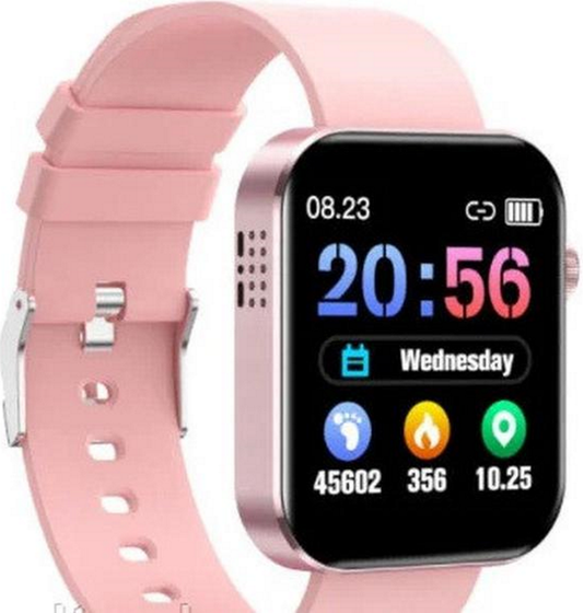 Ceas SmartWatch Inteligent Class Collection KN200 idealSTORE, Ecran tactil complet 1,72 Inch, Apelare prin Bluetooth, SMS, Android-IOS, Ritm cardiac, Ceas, Calorii, Distanta, Pedometru, Tensiune arteriala, IP68, Gasire Bratara-Telefon, Roz