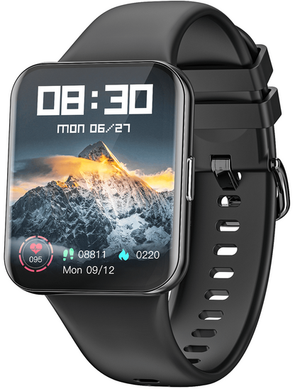Ceas Smartwatch idealStore NovoDue, Apel Bluetooth, Muzica Bluetooth, Notificari SMS si Aplicatii Sociale, Monitorizare Sanatate, EKG, 20 Moduri Sportive, Memento Apa si Sedentarism, Rezistent la apa IP67, Silicon Negru