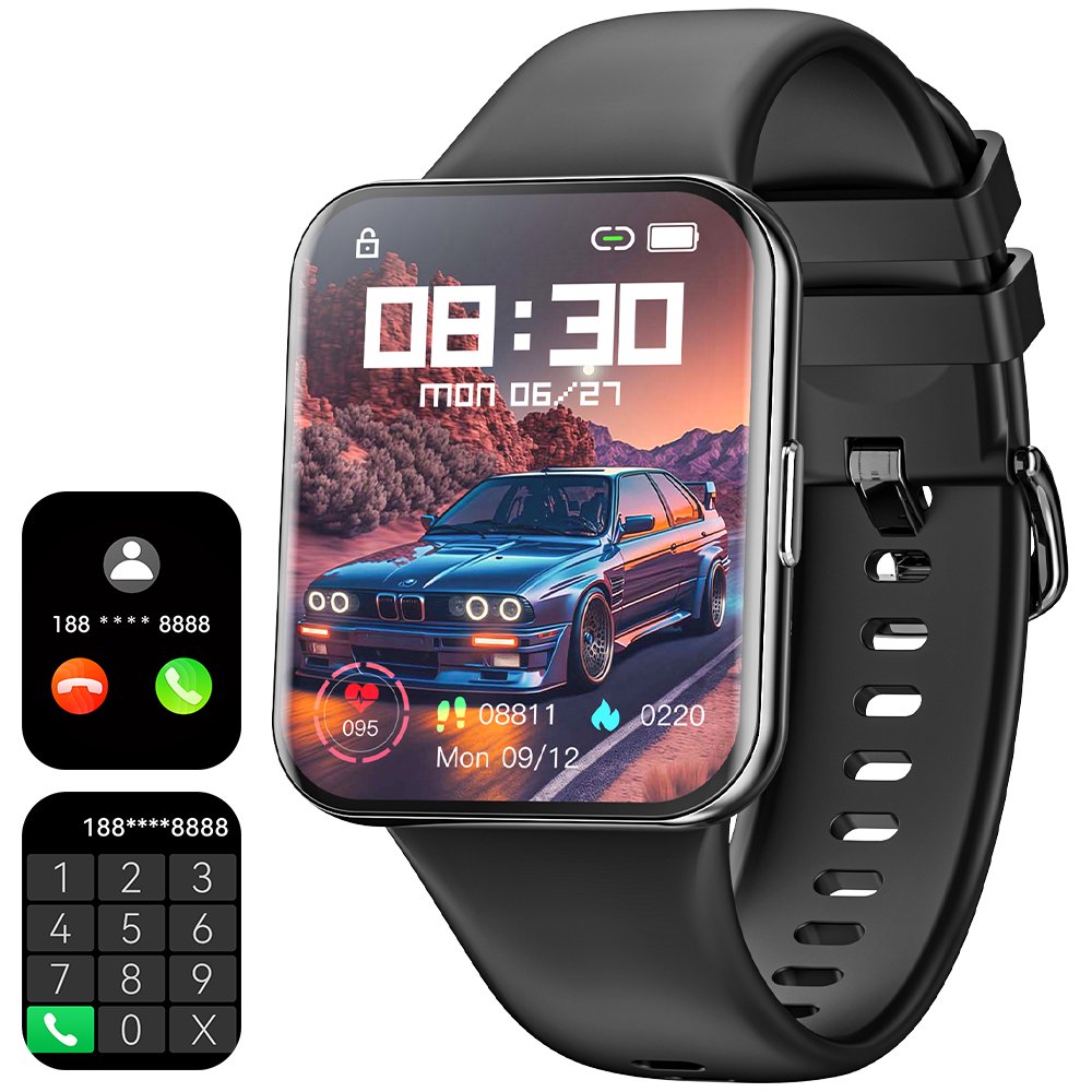 Ceas Smartwatch idealStore NovoDue, Apel Bluetooth, Muzica Bluetooth, Notificari SMS si Aplicatii Sociale, Monitorizare Sanatate, EKG, 20 Moduri Sportive, Memento Apa si Sedentarism, Rezistent la apa IP67, Silicon Negru