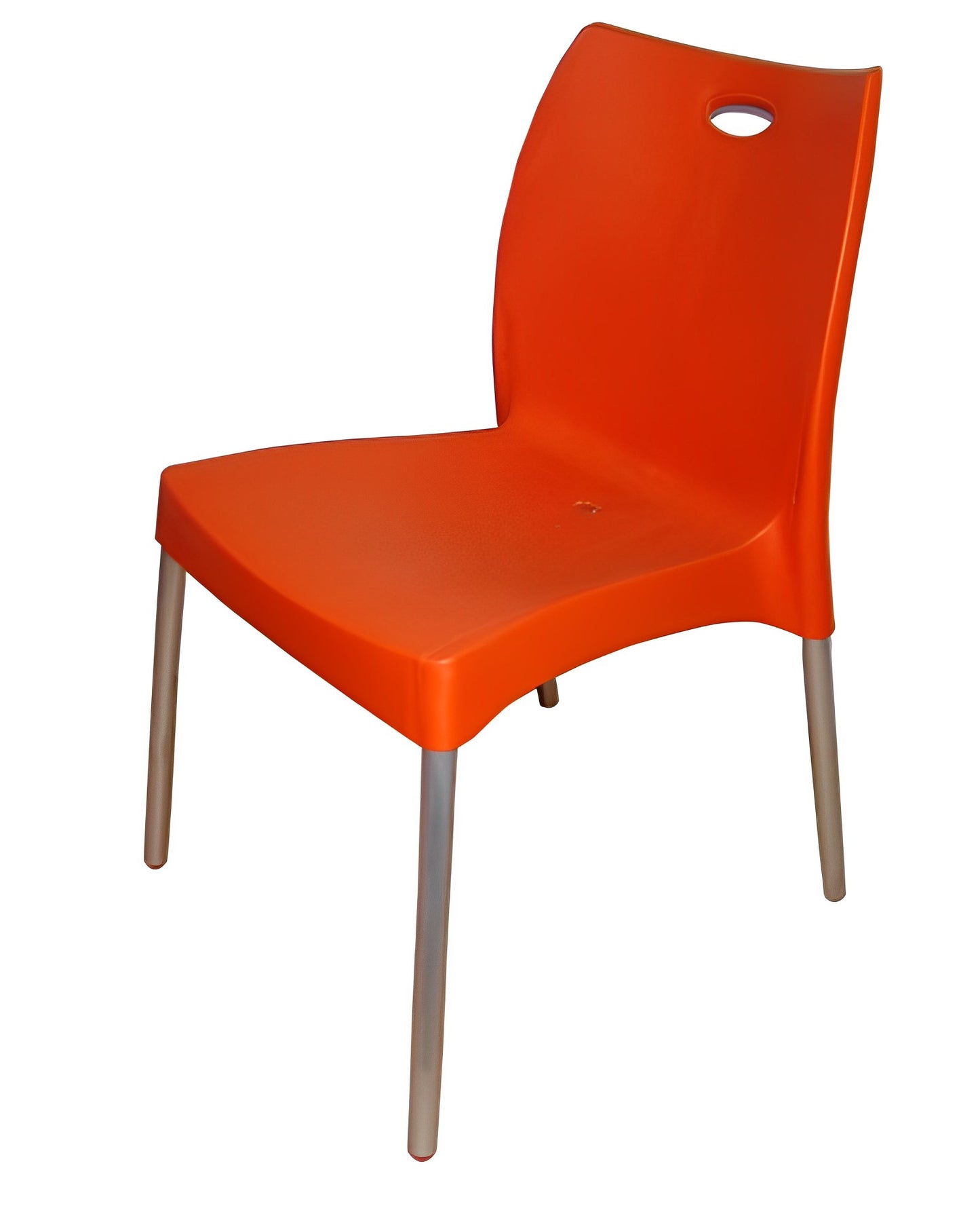 Scaun de Gradina, Terasa, Fara Brate idealSTORE, Fabricat din Plastic de Inalta Calitate, Polipropilena, Dimensiuni 45 x 58 x 80 cm, Rezistent la Actiunea Factorilor Atmosferici Nocivi si a Razelor UV, Culoare Portocaliu Greutatea maxima 120 Kg