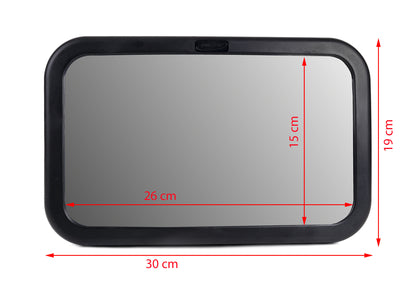 Oglinda auto Rotativa pentru bebe idealSTORE, Mega Kids Mirror, Dimensiuni 19 x 30 cm, Convexa, ceea ce creste unghiurile de vizualizare a bebelusului, Ideala pentru calatorii