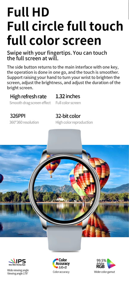 Ceas Smartwatch OPPOS idealStore, Ecran HD 1.32 inch, Notificari Apeluri/Mesaje/App, Rezistent la Apa, Monitor Frecventa Cardiaca, Somn, Momento Menstrual, Termometru Corporal, Multi Sport, Compatibil iOS si Android, Negru