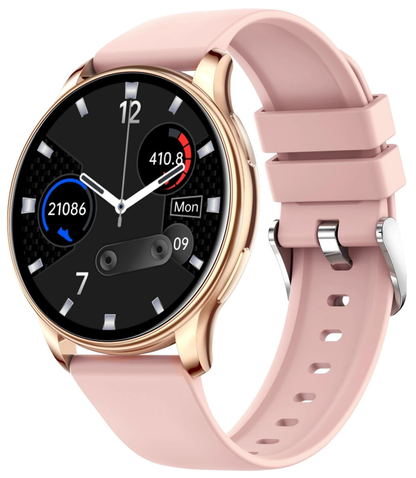 Ceas Smartwatch NEW oPPoS idealStore, Rezistent la Apa, Ecran HD 1.32', Termometru Corporal, Notificari Apeluri/Mesaje/App, Monitor Frecventa Cardiaca, Somn, Momento Menstrual, Multi Sport, iOS si Android, Culoare Gold