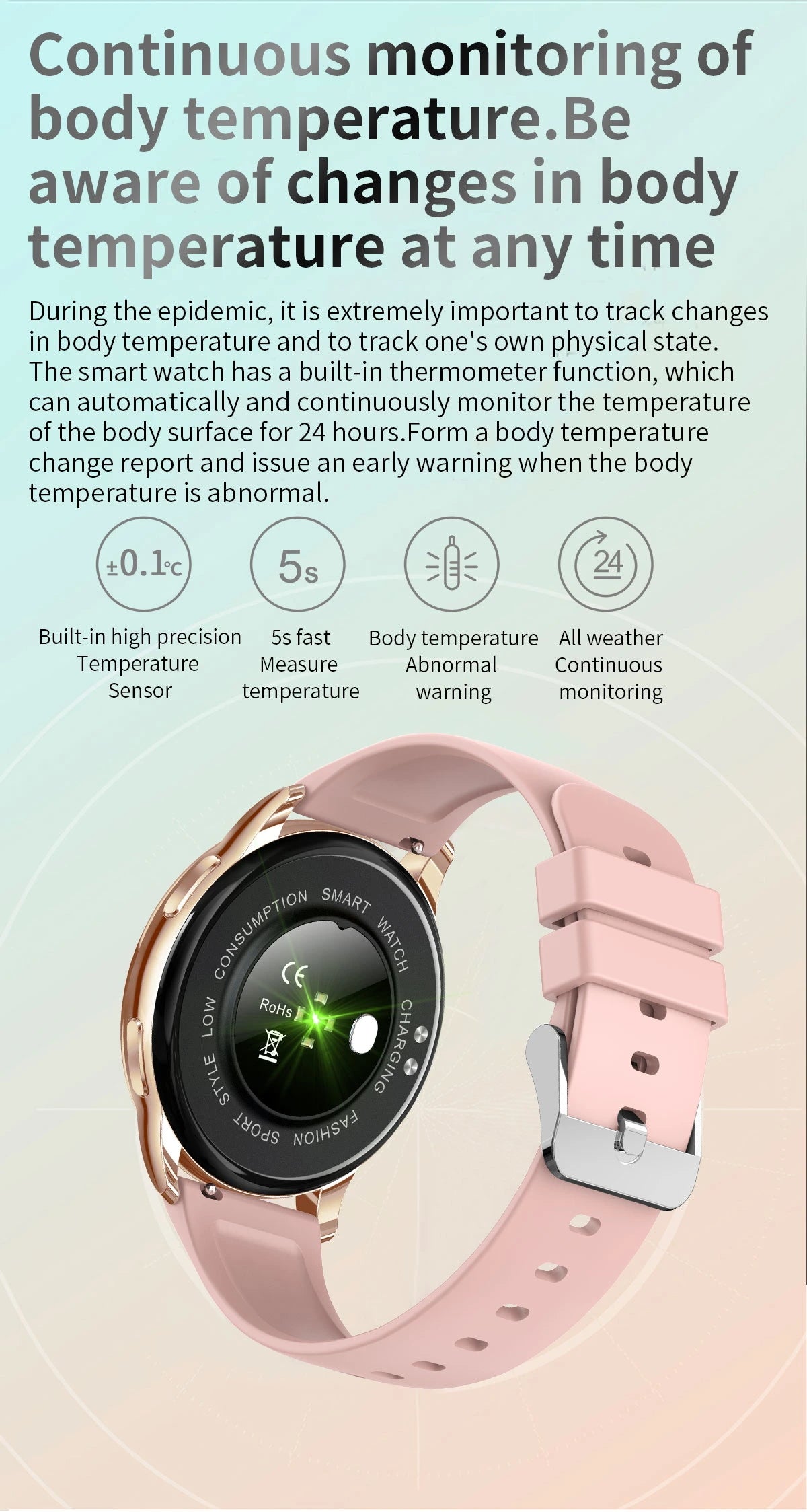 Ceas Smartwatch NEW oPPoS idealStore, Rezistent la Apa, Ecran HD 1.32', Termometru Corporal, Notificari Apeluri/Mesaje/App, Monitor Frecventa Cardiaca, Somn, Momento Menstrual, Multi Sport, iOS si Android, Culoare Gold